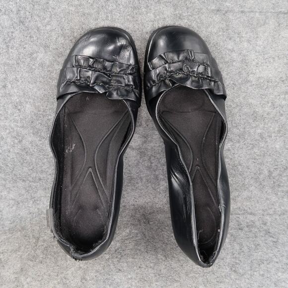 Casual Shoes Womens 8.5 Ballet Flat Slip On Loafer Ruffle Toe Black Casual Retro - Picture 6 of 11